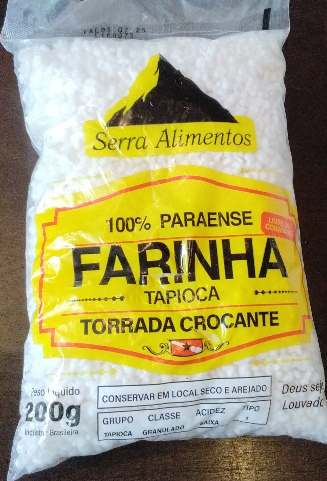 Serra Alimentos Farinha de Tapioca Torrada Crocante – 200 g.