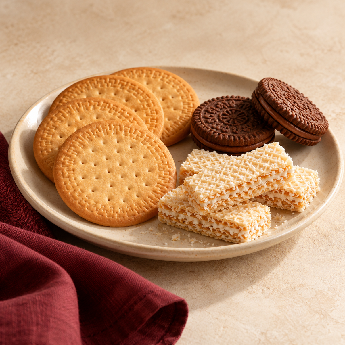 Biscuits, sandwich cookies and wafers