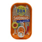 Bom Petisco sardines in spicy oil, 120g net, 84g drained