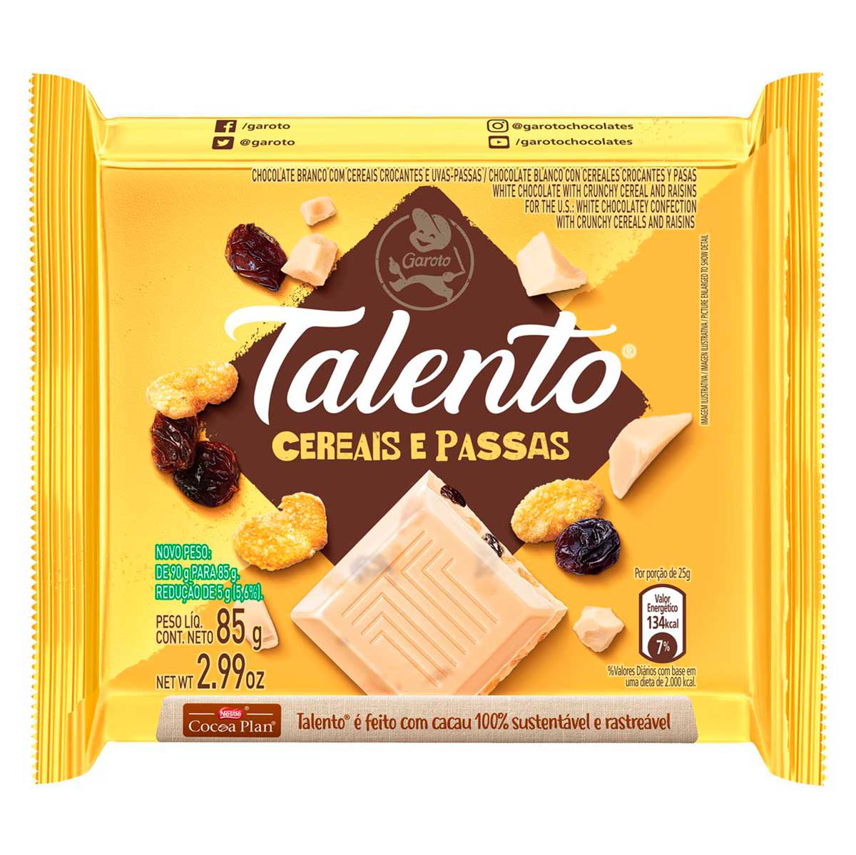 TALENTO CEREAIS E PASSAS 85G