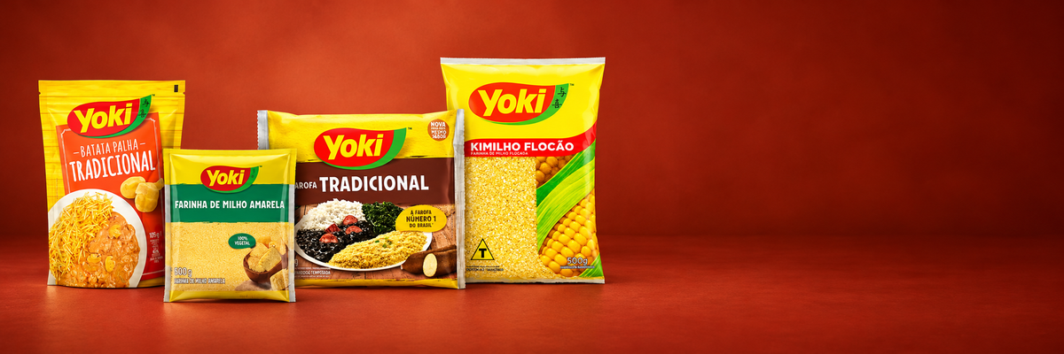 Yoki batata palha, corn flour, farofa and Kimilho Flocão